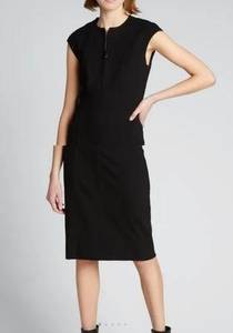 𝅺akris PUNTO Bergorf Goodman Cap-Sleeve Zip-Front Seamed Dress, Black Size: 10