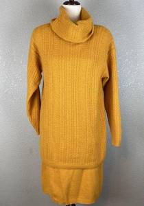 Jeanne Pierre Vintage Tunic Sweater Skirt Set S M Small Orange Lambswool Angora