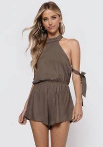 Olive green halter romper size XS