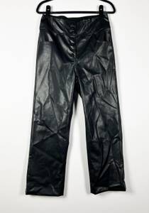 NEW Misa Naki Faux Vegan Leather High Rise Straight Leg Casual Pants Black 6