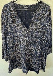 Lucky Brand  Blue Boho Bandana Patterned Half Sleeve Shirt