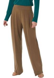 Slinky Brand Liquid Knit Wide Leg Pull-On Soft Pants Brown Ladies Size Large