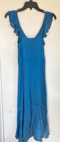 Socialite Blue Satin Flowy Midi Dress