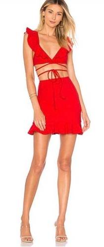 Lovers + Friends Revolve  Flamingo Red Ruffle Skirt Size S