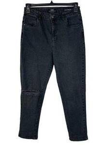 Cotton On Cotton-On SZ 10 Stretch Mom Jeans 5-Pocket Hi-Rise Zip-Fly Black Wash Womens