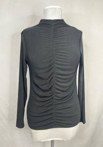 Primark Women's Stretch Rouched Long Sleeve Blouse Size M‎ Black