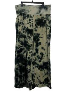 Green Tie Dyed Bohemian Wide Leg Pants XL