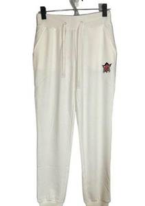 Badgley Mischka White Original Artwork Logo French Terry Joggers Women Sz XS