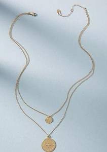 Anthropologie Coin Duo Gold Layered Necklace