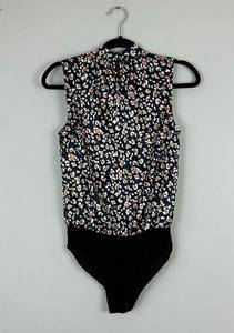 Sadie and Sage  | Black High Neck Cheetah Print Bodysuit Size Small