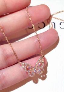 14K Rose Gold Plated Butterfly Pendant Necklace for Women