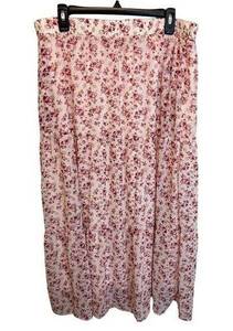 Gibsonlook Maxi Length Floral Ruffle Skirt Elastic Waist Size XL