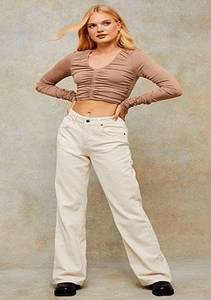 Topshop  cream wide leg straight leg jeans size 4 (US small)