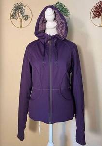 Lululemon  Purple Peacock Feather Full Zip Reversible Hoodie Jacket Size 8