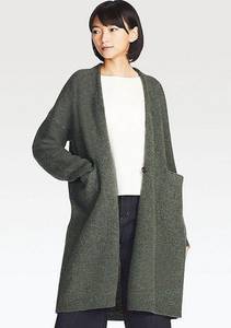 Melange Wool Long Cardigan Coat | Coatigan