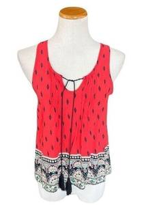 Womens Iris Los Angeles Boho Tassel Sleeveless Top - Sz S