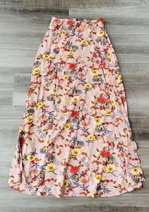 Hommage Los Angeles Blush Pink Floral Maxi Skirt S Side Split Lined