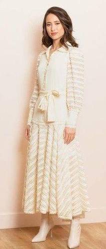 Alexis  Juliska Sheer-Paneled Maxi Blazer Dress/Gown NWT White/Ivory Size Small