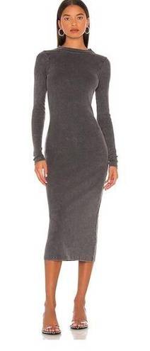 Young Fabulous and Broke  YFB Dax Gray Acid Wash Ribbed Knit Bodycon Dress Size XS