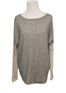 Vince Cashmere Oversized Drop Shoulder Sweater Gray Cream