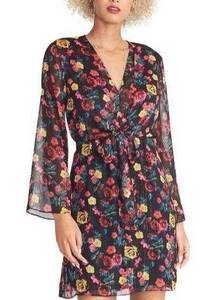 Rachel Roy  Emma Floral Dress Long Sleeve Sheer V-Neck Mini Size L New w/Tag