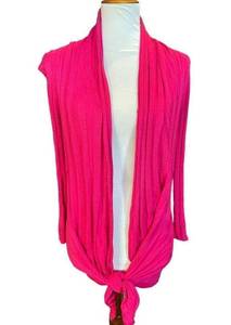 International Concepts Women's Pink Waterfall Tie Front Cardigan Medium