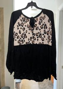 Black Cheetah Print Top