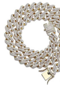 16” Gold Diamond Hard Cuban Chain