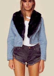 bb dokota jean jacket w removable faux fur collar