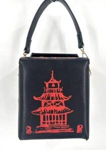 NWT Ustyle Handbag Chinese Takeout Box  Purse Novelty Fun Black Crossbody Handba