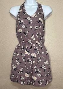 American Eagle  purple floral halter romper Size XS