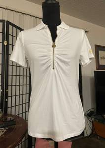 Michael Kors White  Half Zip Dressy Top NWOT Size Small