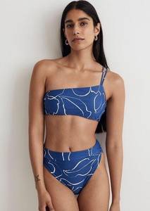 Madewell Double Strap One Shoulder Bikini Top in Bluestone Large NWT