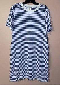 Blue White Striped Mini T Shirt Dress Size XL NWT!