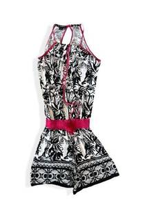 Womens INC  Sleeveless Tropical Tassel Romper - Sz XS