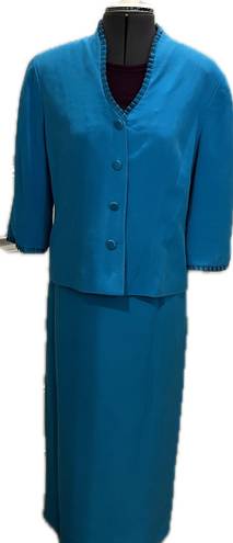 Nordstrom Vintage ’s 100% Silk Suit Turquoise  10