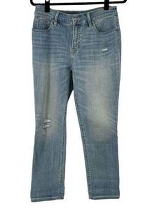 Chico’s So Slimming Girlfriend Slim Leg Crop Slightly Distressed Jeans