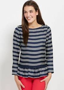 Vineyard Vines Striped Peplum Silk Top Navy Blue