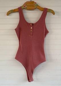 Active USA Pink Ribbed Tank Bodysuit Size M