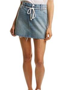 Hudson Jeans Frayed Hem Denim Mini Skirt Rope Belt NEW Size 28