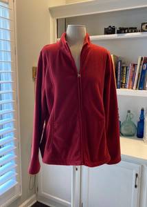 Burgandy Fleece Zip up Jacket Medium