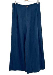 Amour Vert Womens 100% Tencel Wide Leg High Rise Theo Twill Pants Size M Navy