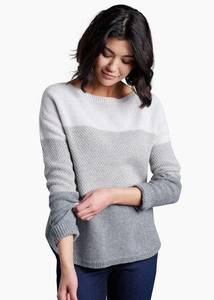 Kuhl Bella Stripe Crew Neck Sweater Casual Comfy Grey XL Neutral