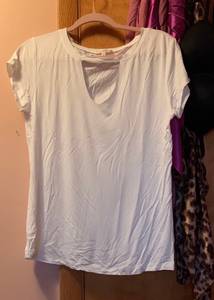 White T-shirt With Cut-out Detail.