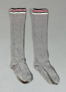 Gray Grey Retro Striped Ringer Crew Socks Hosiery O/S 💙