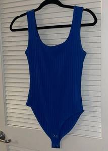 Forever 21 Blue ribbed bodysuit