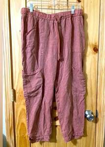 NWT - C&C California size L linen/lyocel blend wide-leg pull-on cropped pants