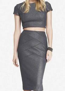 EXPRESS  Matching Metallic top and skirt