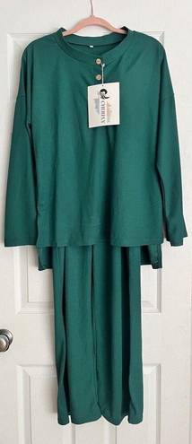 Lounge 2 Piece Green  Set Pants and Long Sleeve Shirt NWT Women’s Medium 8/10