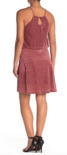 Angie Dress Popover Stripe Velvet Blush Pink M NWT